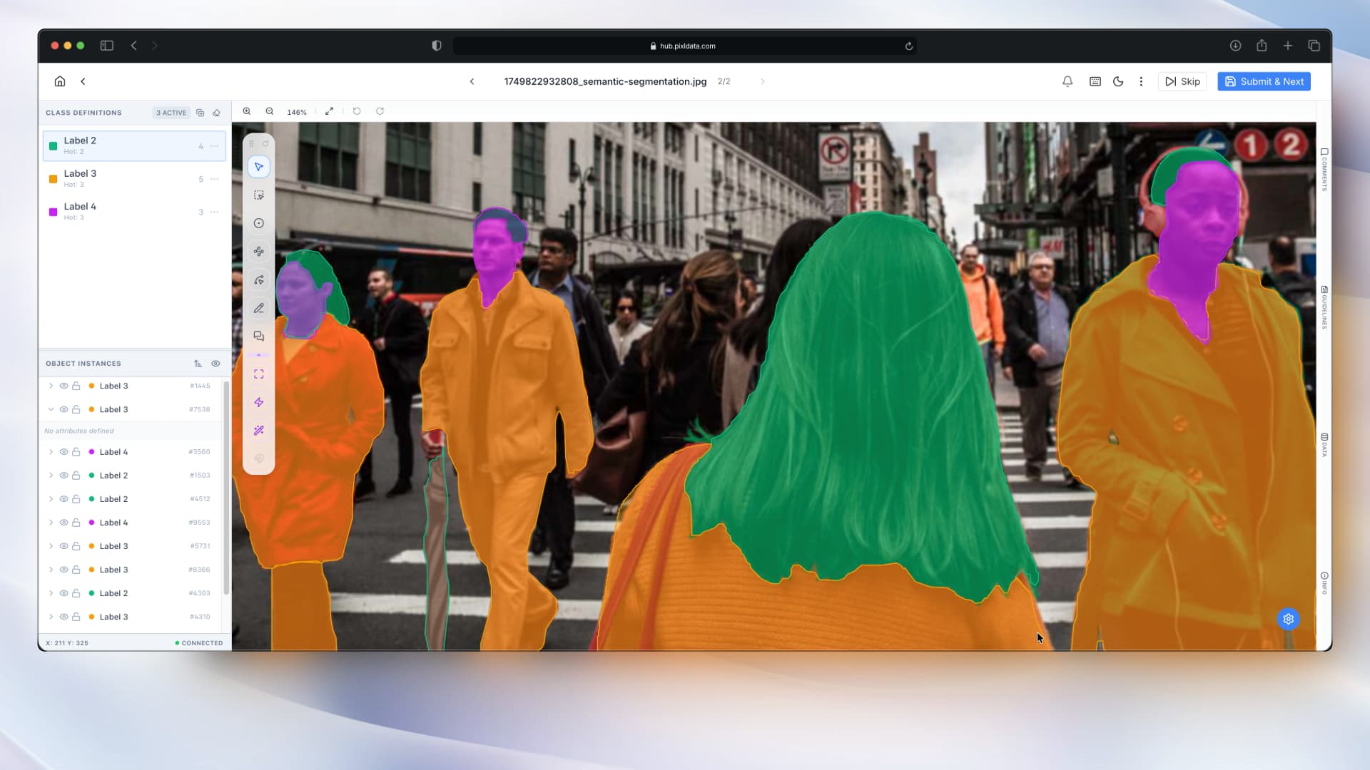 PixlHub semantic segmentation annotation canvas